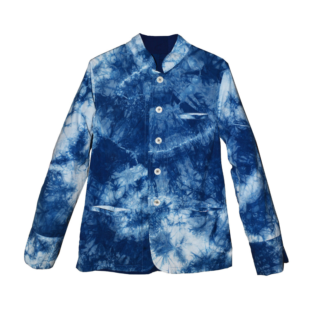 DARK INDIGO AND INDIGO TIE-DYE PUN REVERSIBLE JACKET