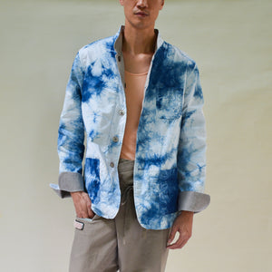 INDIGO TIE-DYE AND SLATE PUN REVERSIBLE JACKET